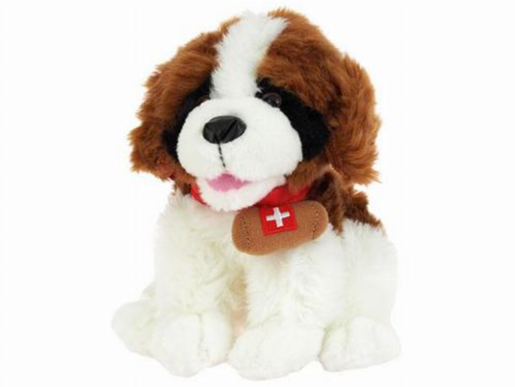 PLUSH ST. BERNARD DOG PLUSH 16 CM SITTING Swiss Souvenirs and Watches