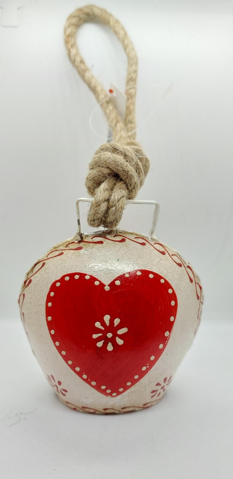 MEDIUM BELL - HEART WITH RED & WHITE