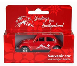 CAR VW BEETLE RED 1:30 - EDELWEISS AND GREETINGS FROM SWITZERLAND - 72-1046