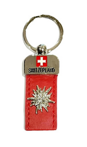 KEY RING LEATHER RED EDELWEISS