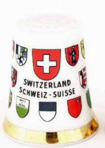 THIMBLE PORCELAIN - FLAG OF SWITZERLAND CANTONS