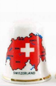 THIMBLE PORCELAIN - SWITZERLAND MAP