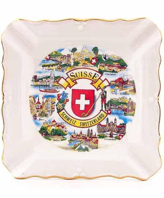 ASTRY PORCELAIN 10 CM. SQUARE WITH VIEW TOWN OF SWISS - 78-0976
