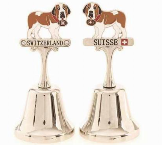 BELL FOR TABLE IN COLOR TITANE WITH ST-BERNARD DOG 11CM -  75-0087