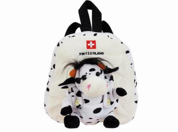 BLACK-WHITE BACKPACK WITH COW PLUSH 30CM – Swiss Souvenirs and Watches