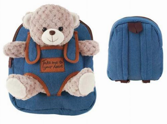 BLUE-JEANS BACKPACK WITH PLUSH BEAR