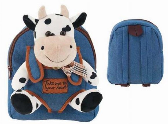 BLUE-JEANS BACKPACK WITH PLUSH COW