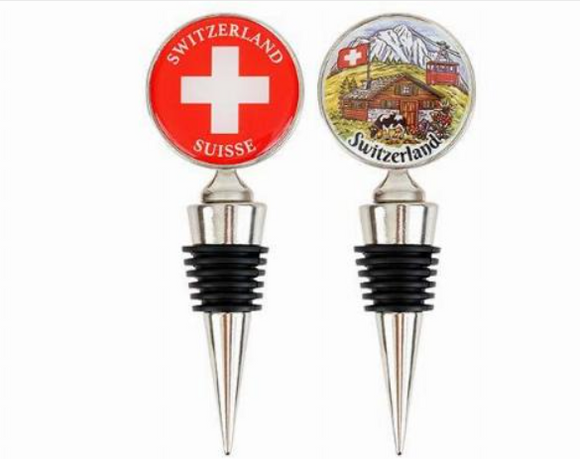 Bottle cap metal with wooden house Swiss & crest Swiss - 75-0173