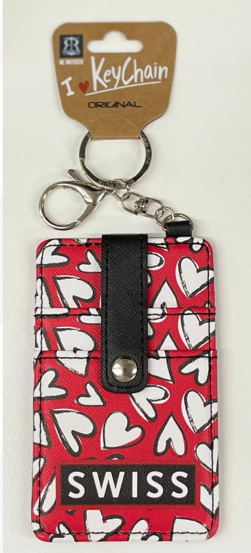 CARDHOLDER KEYCHAIN HEARTS RED SWISS- 30-14-7-4