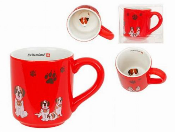 CUP RED WITH DOG ST. BERNARD INSIDE 78-0993