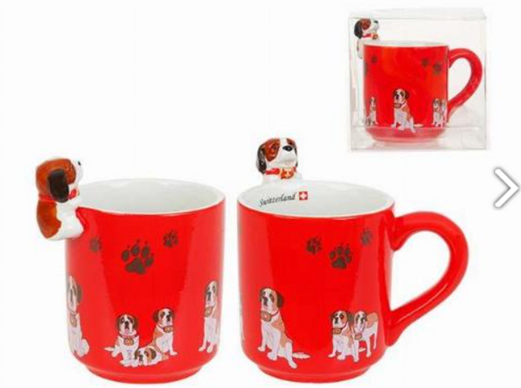 CUP RED WITH ST-BERNARD DOG ON THE OUTSIDE -  78-0995