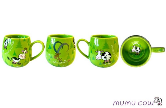CUP ROUND GREEN MUMU COW - 9522