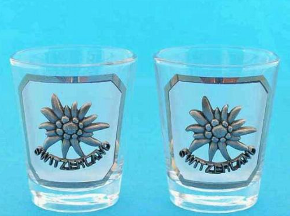 CUP SCHAPS WITH EDELWEISS SWITZERLAND ORNAMENT - 79-0211