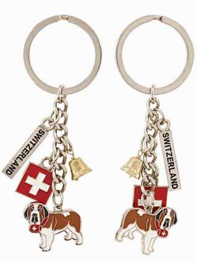 KEYRING WITH BELL & ST-BERNARD & SWISS FLAG