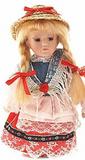 DOLL PORCELAIN STRAW HAT 16CM WITH SUPORT ,ASSORTED - 73-0456