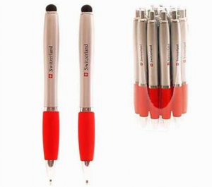 PEN - SWITZERLAND FLAG RED & SILVER & TOUCH SCREEN