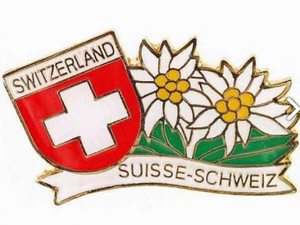 PIN BROOCH EDELWEISS & SWISS CROSS