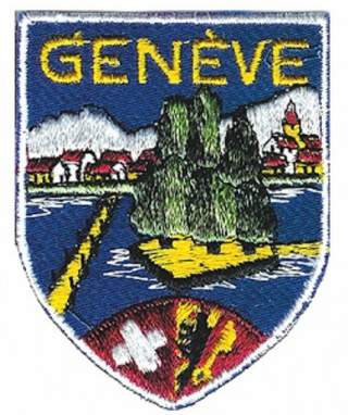 EMBROIDERED VIEW OF ROUSSEAU ISLAND - GENEVA - 14.1708