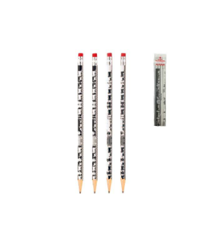 PENCIL - SWITZERLAND FLAG WHITE SET OF 4  BLACK WHITE - 74-0739