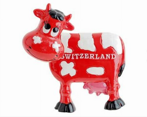 Cow magnet with head move black -white - 72-0162