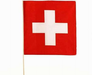 FLAG COTON SWISS CROSS WITH WOODEN BAGUETTE 40X40CM -  74-1101