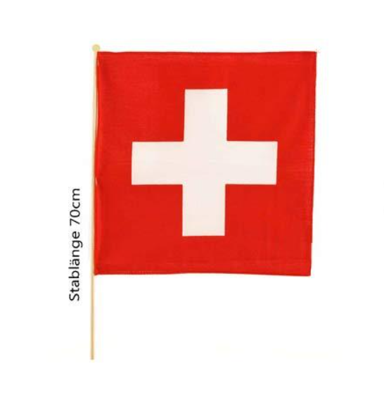 FLAG SWISS CROSS (POLYESTER) WITH WOODEN STICK -  74-0745/CH