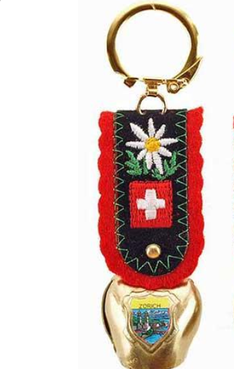 KEY RING BELL RED 2 CM WITH VIEW GENEVA - 76-0017