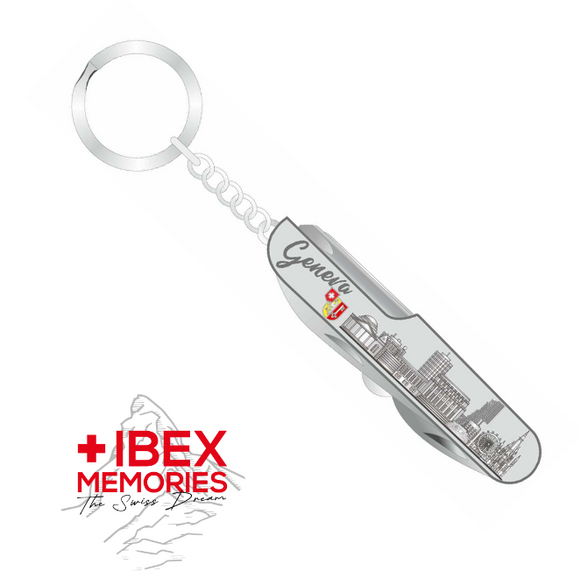 KEYCHAIN - SWISS KNIFE GENEVA SILVER 9CM. - 710050