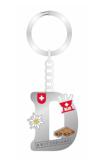 KEYCHAIN -SWISS LETTER D