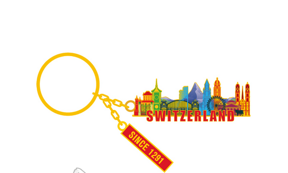 KEYCHAIN - SWITZERLAND CITY LANDSCAPE GOLD- 71059