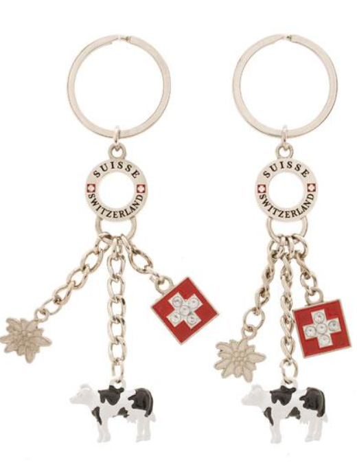 KEY RING METAL WITH CHARMS ANS COW , EDELWEISS - 71-1503