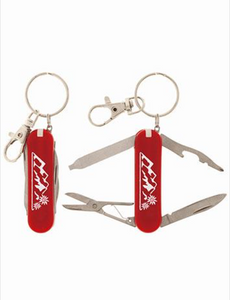 KEY RING KNIFE RED 4 BLADES WITH MOUNTAIN - EDELWEISS