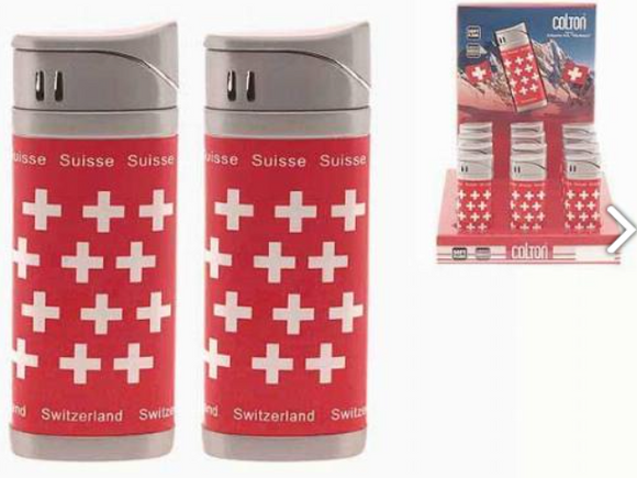 LIGHTER METAL RED WITH CROSS SWISS & SWITZERLAND - 75-0079