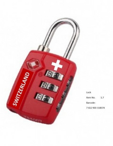 LOCK NUMBER RED WITH HOOK CH & SWITZERLAND