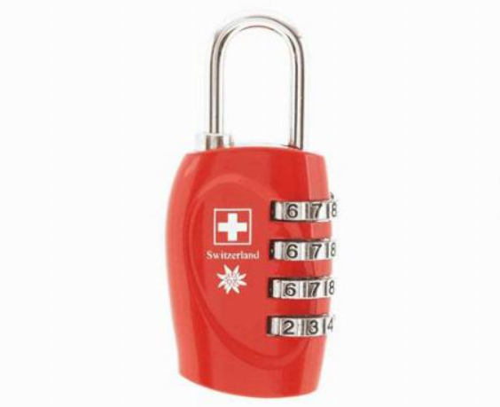 LOCK NUMBER RED WITH HOOK CH & SWITZERLAND - 72-0309