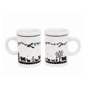 MINI MUG MOTIVE MOUNTAIN PASTURE BLACL - WHITE - 78-0132