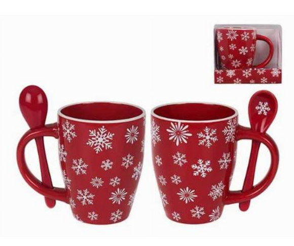 MUG - SNOWFLAKE DESIGN WITH SPOON - 78-1023