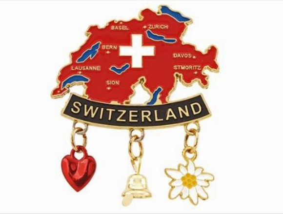 Magnet iron card Suisse red with heart & edelweiss 71-1499
