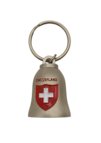 KEY RING BELL SILVER WITH SWISS FLAG