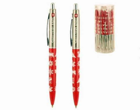 PEN RED WITH SWISS DECORATION - 72-0205