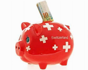 PIGGY BANK RED WITH CH CROSS SWITZERLAND -  72-0063