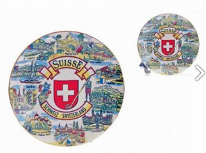 PLATES PORCELAIN  10CM. WITH VIEW SWISS- 78-1067