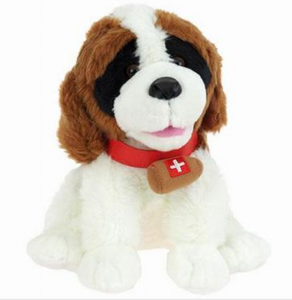 PLUSH -  DOG ST. BERNARD 25 CM BARREL SWISS