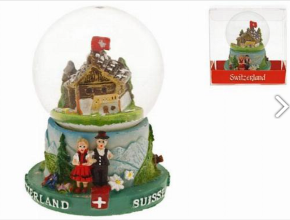 SNOW BALL 7 CM WITH SWISS CHALET- 72-1020