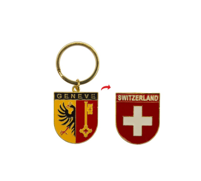 KEYRING - SWITZERLAND FLAG & GENEVA EMBLEM