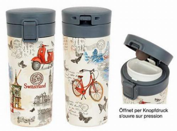 THERMOS - TUMBLER 0.38L WITH LID AND DESIGN CITY POSTCARD
