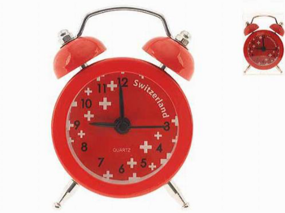 DIVER -  RED MINI ALARM CLOCK WITH SWISS CROSSES