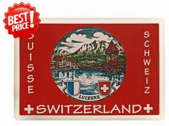 MAGNET - RED PLEXI MAGNET WITH LUCERNE VIEW