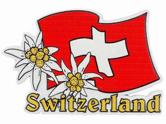 MAGNET -  RUBBER WITH EDELWEISS & SWISS FLAG