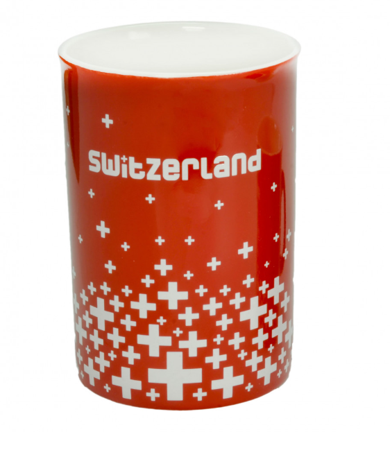 RED CUP WITH SWISS CROSS SKY
